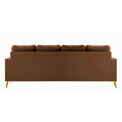 Adorn India Premium Chandler - 3 Years Warranty - L Shape 5 Seater Sofa Set -LHS- Velvet Suede Fabric - Brown