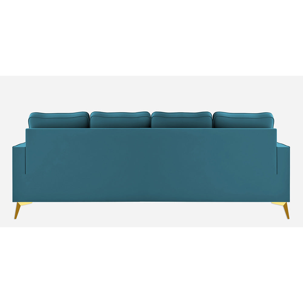 Adorn India Premium Chandler - 3 Years Warranty - L Shape 5 Seater Sofa Set -LHS-Velvet Suede Fabric - Aqua Blue