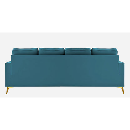 Adorn India Premium Chandler - 3 Years Warranty - L Shape 5 Seater Sofa Set -LHS-Velvet Suede Fabric - Aqua Blue