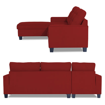 Adorn India Premium Raptor L Shape 6 Seater Sofa Set (LHS) (Red)