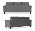 Adorn India Maddox Tufted L Shape 4 Seater Wood Sofa Set (Grey) (3 Year Warranty)