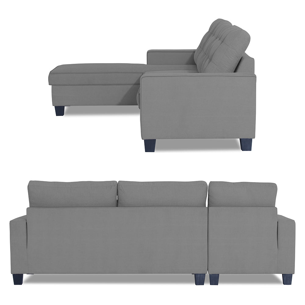 Adorn India Premium Raptor L Shape 6 Seater Sofa Set (LHS) (Grey)