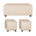Darcy L Shape 8 Seater Sofa Set with Center Table and 2 Ottoman Puffy (LHS) (Beige)