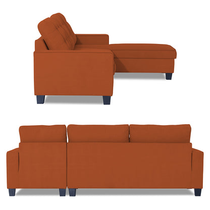 Adorn India Premium Raptor L Shape 6 Seater Sofa Set (RHS) (Rust)