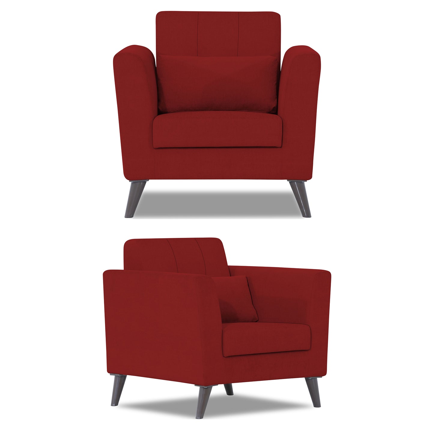 Adorn India Daniel 3+2+1 6 Seater Sofa Set (Red)