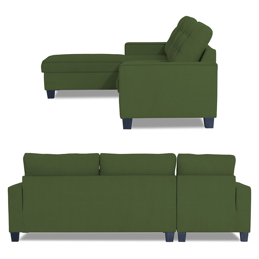 Adorn India Premium Raptor L Shape 6 Seater Sofa Set (LHS) (Green)