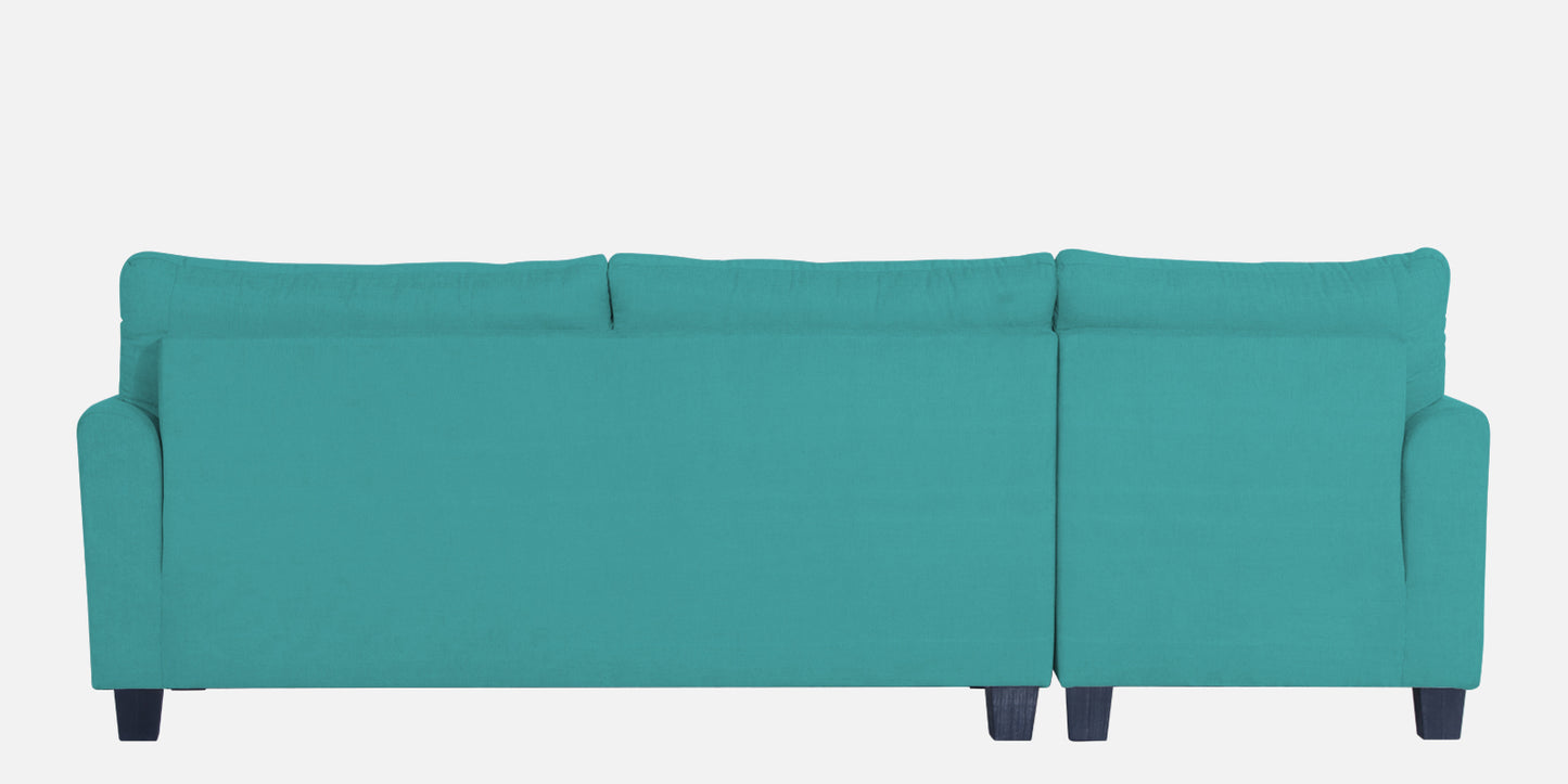 Adorn India Moris L Shape 6 Seater Sofa Set LHS (Aqua Blue)