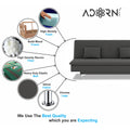 Adorn India Premium New Aspen 3 Seater Sofa Cum Bed 4X6 Velvet Suede with 2 Cushions (Color Dark Grey) and Suitable for All Indoor, with 3 Years Warranty