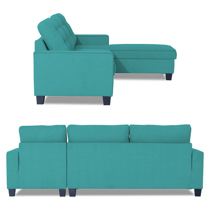 Adorn India Premium Raptor L Shape 6 Seater Sofa Set (RHS) (Aqua Blue)