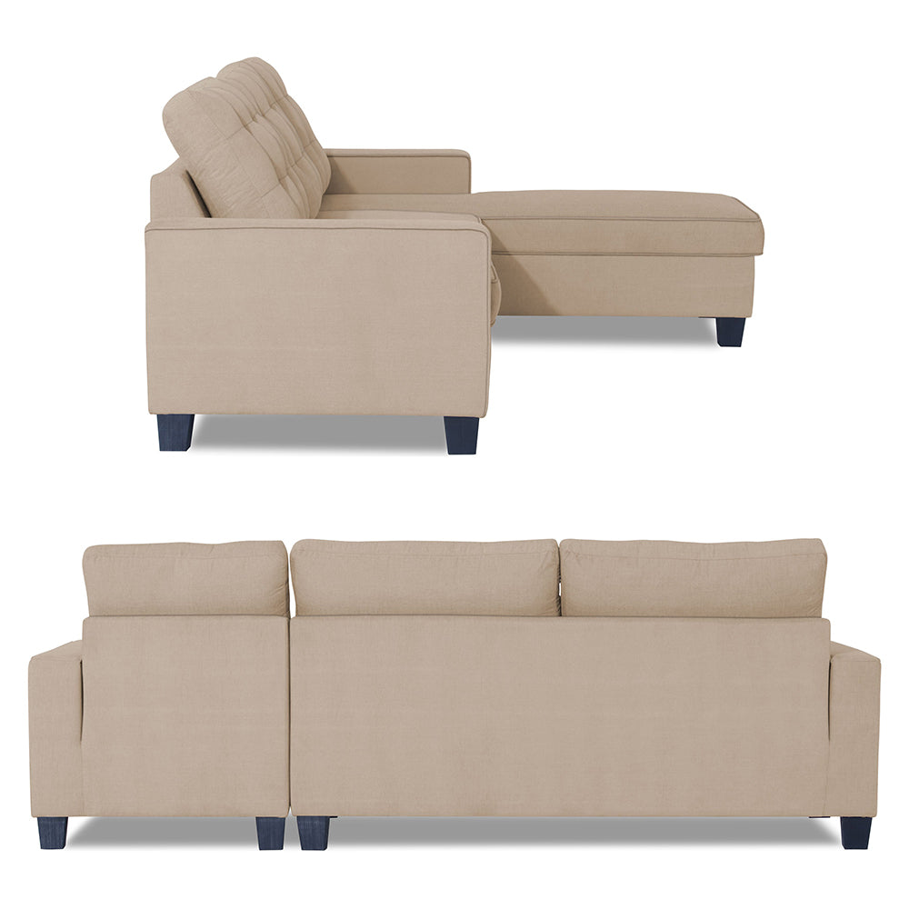 Adorn India Premium Raptor L Shape 6 Seater Sofa Set (RHS) (Beige)