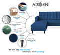 Adorn India Maddox Tufted L Shape 5 Seater Chenille Sofa Sofa Set LHS (Blue) (3 Year Warranty)