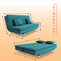 Adorn India Premium New Aspen 3 Seater Sofa Cum Bed 4X6 Velvet Suede with 2 Cushions (Color Aqua Blue) and Suitable for All Indoor, with 3 Years Warranty