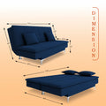 Adorn India Premium New Aspen 3 Seater Sofa Cum Bed 4X6 Velvet Suede with 2 Cushions (Color Blue) and Suitable for All Indoor, with 3 Years Warranty