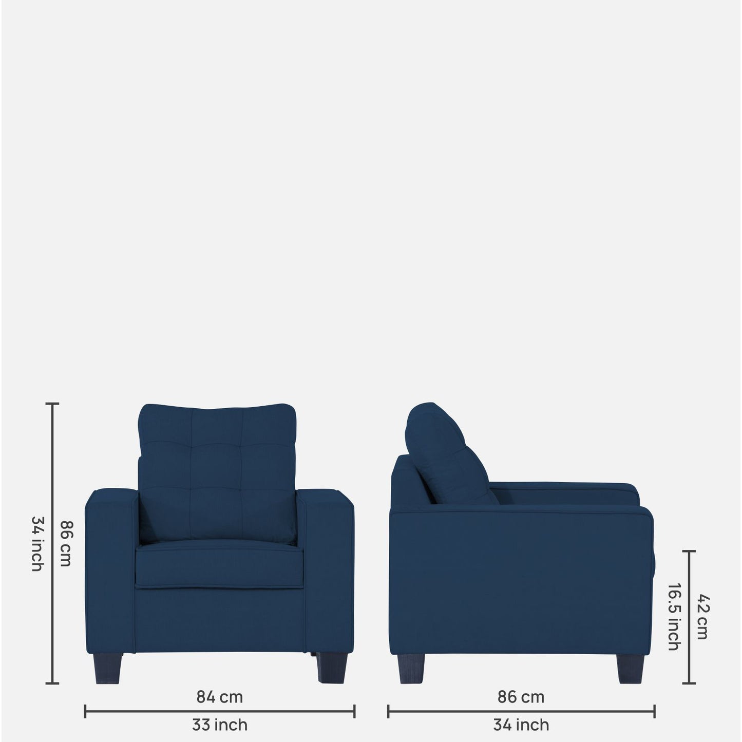 Adorn India Raptor 1 Seater Sofa (Blue)