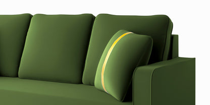 Adorn India Premium Chandler - 3 Years Warranty - L Shape 5 Seater Sofa Set -LHS- Velvet Suede Fabric - Green