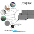 Adorn India Premium Raptor L Shape 6 Seater Sofa Set (LHS) (Grey)