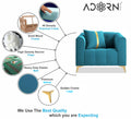 Adorn India Premium Mystic - 3 Years Warranty - 1 Seater Sofa Velvet Suede Fabric - Aqua Blue