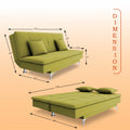 Adorn India Premium New Aspen 3 Seater Sofa Cum Bed 4X6 Velvet Suede with 2 Cushions (Color Light Green) and Suitable for All Indoor, with 3 Years Warranty
