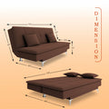 Adorn India Premium New Aspen 3 Seater Sofa Cum Bed 4X6 Velvet Suede with 2 Cushions (Color Brown) and Suitable for All Indoor, with 3 Years Warranty