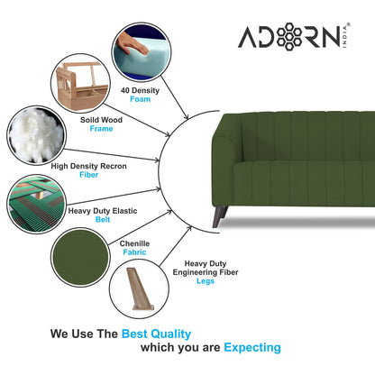 Adorn India Premium Laurel 3+1+1 5 Seater Sofa Set (Green)