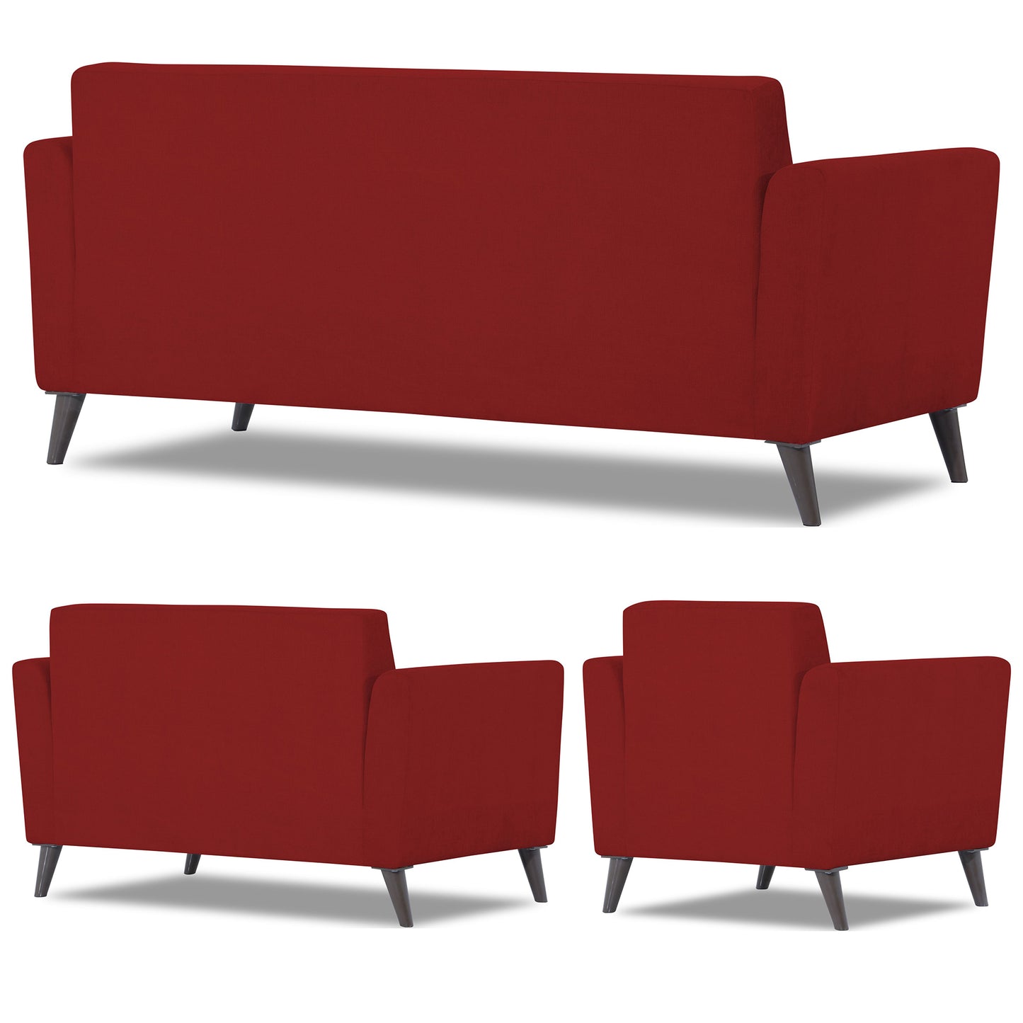 Adorn India Daniel 3+2+1 6 Seater Sofa Set (Red)