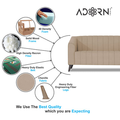 Adorn India Premium Laurel 3+2 5 Seater Sofa Set (Beige)