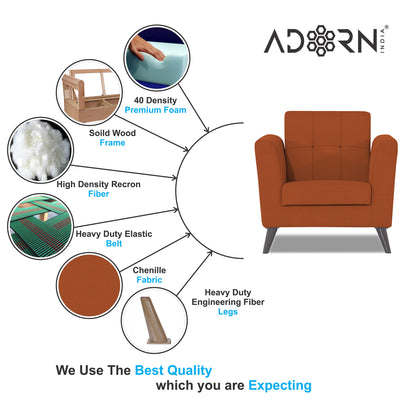 Adorn India Dannis 1 Seater Sofa (Rust)