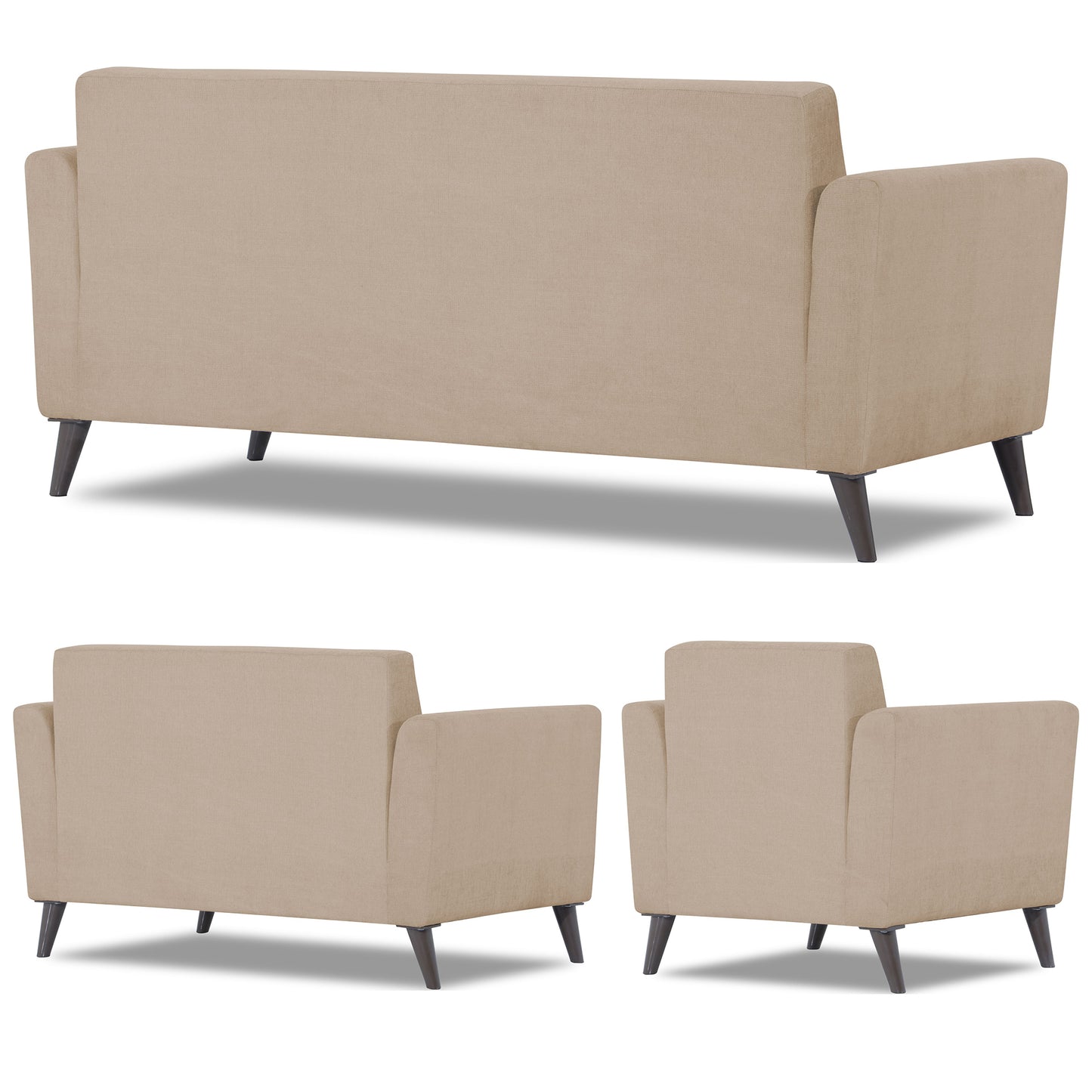 Adorn India Daniel 3+2+1 6 Seater Sofa Set (Beige) (3 Year Warranty)