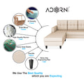 Darcy L Shape 8 Seater Sofa Set with Center Table and 2 Ottoman Puffy (LHS) (Beige)