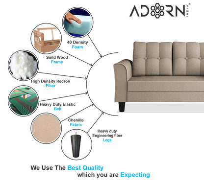 Adorn India Maddox 2 Seater Sofa (Beige)