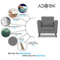 Adorn India Daniel 1 Seater Sofa (Grey) (3 Year Warranty)