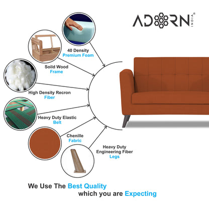 Adorn India Dannis 2 Seater Sofa (Rust)