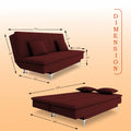 Adorn India Premium New Aspen 3 Seater Sofa Cum Bed 4X6 Velvet Suede with 2 Cushions (Color Maroon) and Suitable for All Indoor, with 3 Years Warranty