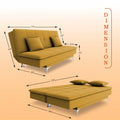 Adorn India Premium New Aspen 3 Seater Sofa Cum Bed 4X6 Velvet Suede with 2 Cushions (Color Yellow) and Suitable for All Indoor, with 3 Years Warranty