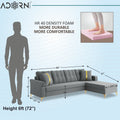 Adorn India Premium Maddox Tufted- 3 Years Warranty - L Shape 5 Seater Sofa Set -RHS-Velvet Suede Fabric - Grey