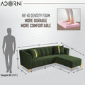 Adorn India Premium Mystic - 3 Years Warranty - L Shape 4 Seater Sofa Set Velvet Suede Fabric - Green