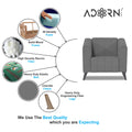 Adorn India Premium Laurel 1 Seater Sofa (Grey) (3 Year Warranty)