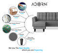 Adorn India Maddox Tufted L Shape 4 Seater Sofa Set (Grey)