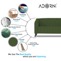 Adorn India Premium Laurel 3 Seater Sofa (Green) (3 Year Warranty)