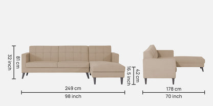 Adorn India Chilly L Shape 6 Seater Sofa Set RHS (Beige)