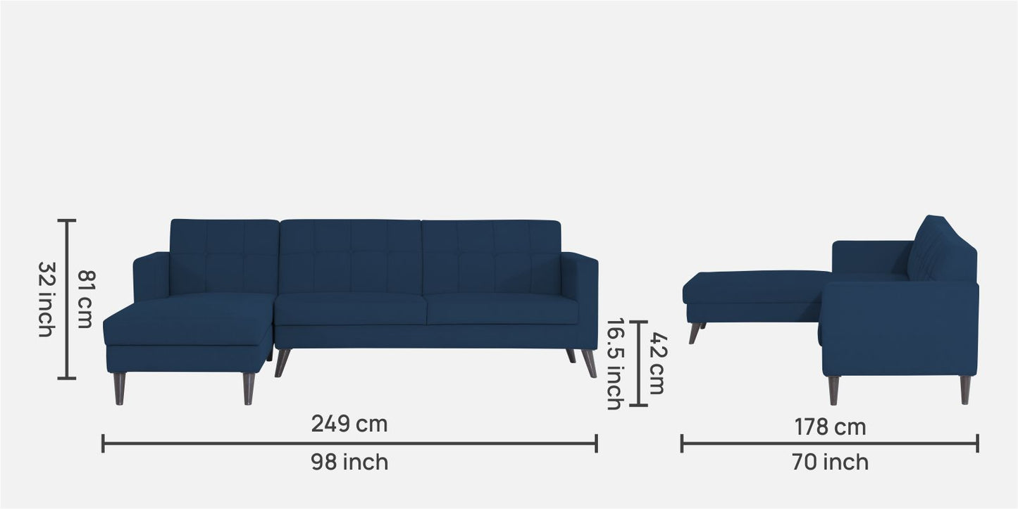 Adorn India Chilly L Shape 6 Seater Sofa Set LHS (Blue)