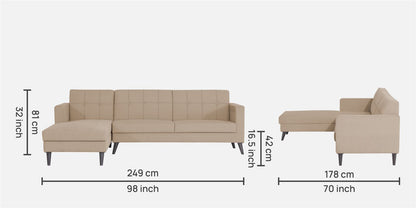 Adorn India Chilly L Shape 6 Seater Sofa Set LHS (Beige)