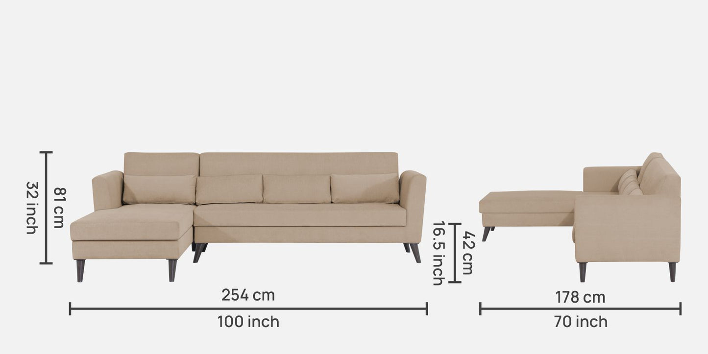 Adorn India Daniel L Shape 6 Seater Sofa Set LHS (Beige) (3 Year Warranty)