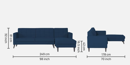 Adorn India Chilly L Shape 6 Seater Sofa Set RHS (Blue)