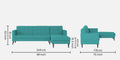 Adorn India Chilly L Shape 6 Seater Sofa Set RHS (Aqua Blue) (3 Year Warranty)