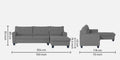Adorn India Moris L Shape 6 Seater Sofa Set RHS (Grey) (3 Year Warranty)