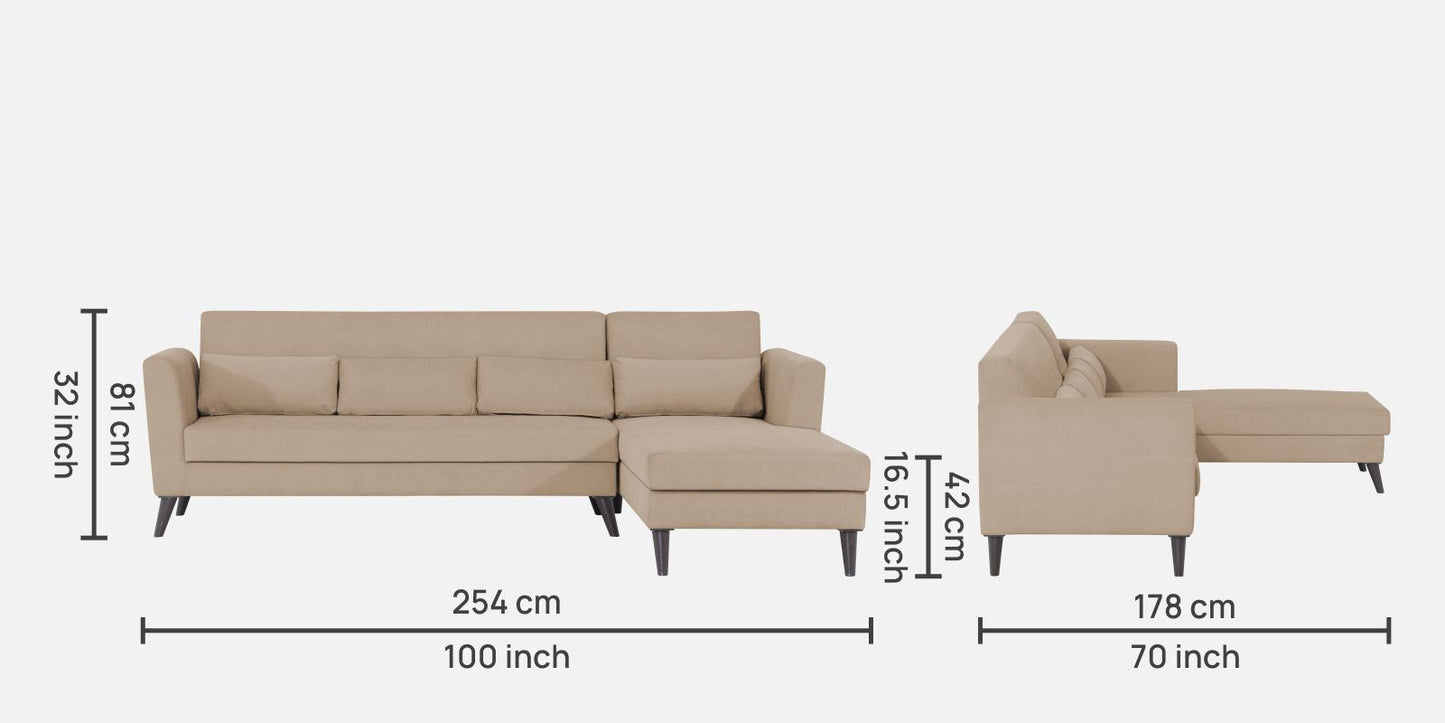 Adorn India Daniel L Shape 6 Seater Sofa Set RHS (Beige)