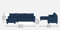 Adorn India Moris L Shape 6 Seater Sofa Set RHS (Blue) (3 Year Warranty)