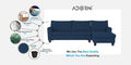 Adorn India Moris L Shape 6 Seater Sofa Set RHS (Blue) (3 Year Warranty)