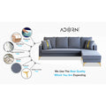 Premium Chandler - - L Shape 5 Seater Sofa Set -RHS- Velvet Suede Fabric - Grey
